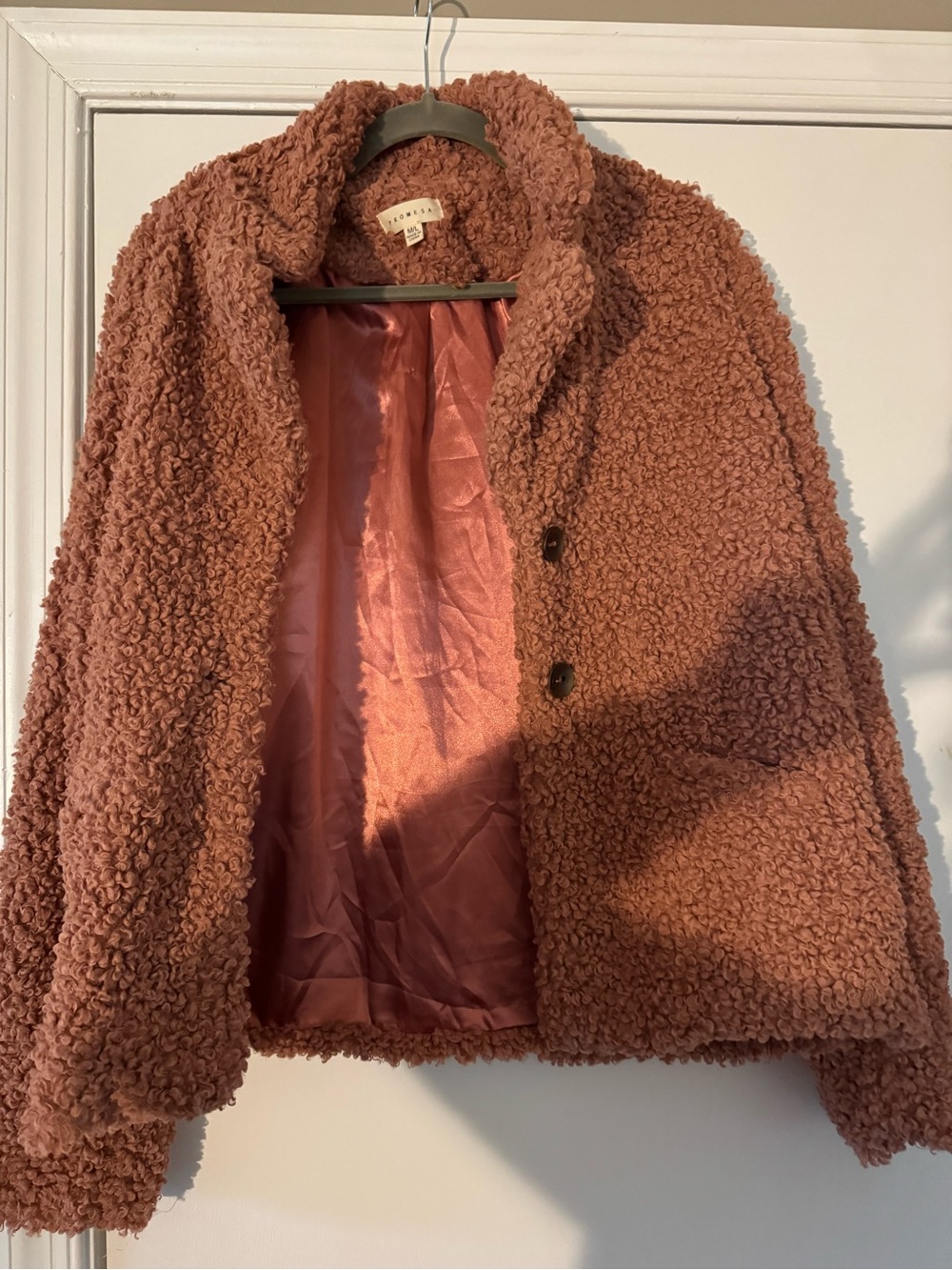 Promesa Plush Teddy Jacket in Dusty Rose